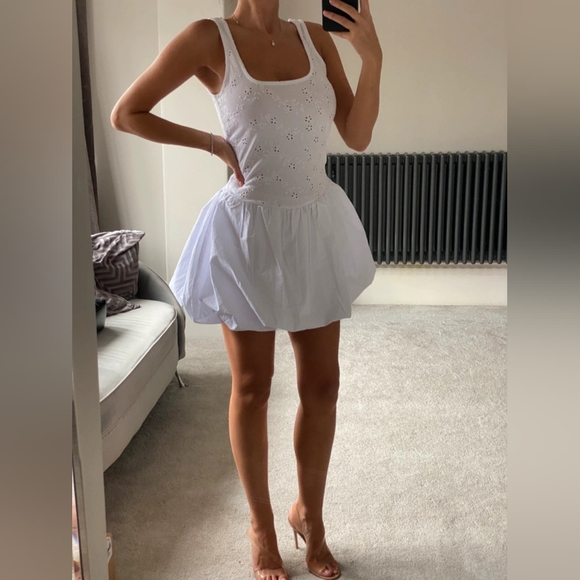 Zara Dresses & Skirts - Zara white mini dress embroidered balloon dress